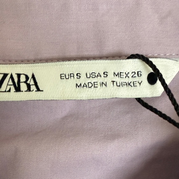 NWT Zara Lilac Cropped Button-Down Puff Sleeve Shirt - Picture 3 of 6